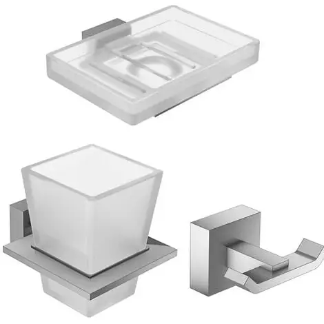 JACOB DELAFON Lot Porte Savon Moderne, Porte Gobelet Moderne Avec Verre Et Patère Moderne En Métal 1 JACOB DELAFON Lot Porte Savon Moderne, Porte Gobelet Moderne Avec Verre Et Patère Moderne En Métal