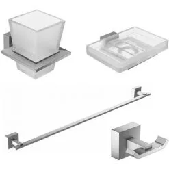 JACOB DELAFON Lot Porte Savon Moderne, Porte Gobelet Moderne Avec Verre, Barre Porte-serviettes Moderne Et Patère Moderne En Métal