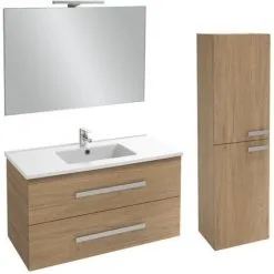 Meuble Simple Vasque JACOB DELAFON Ola Up + Colonne De Salle De Bain + Miroir Et Spots , 98,5 X 46,5 X 52, Chene -JACOB DELAFON Soldes 2022 64499276 3