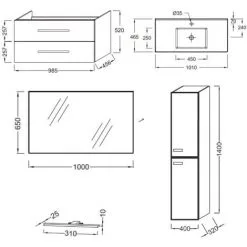 Meuble Simple Vasque JACOB DELAFON Ola Up + Colonne De Salle De Bain + Miroir Et Spots , 98,5 X 46,5 X 52, Chene -JACOB DELAFON Soldes 2022 64499276 4