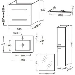 Meuble Simple Vasque JACOB DELAFON Ola Up + Colonne De Salle De Bain + Miroir Et Spots , 58,5 X 46,5 X 52, Blanc 5 Meuble Simple Vasque JACOB DELAFON Ola Up + Colonne De Salle De Bain + Miroir Et Spots , 58,5 X 46,5 X 52, Blanc -JACOB DELAFON Soldes 2022 64499486 3