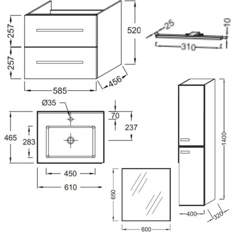 Meuble Simple Vasque JACOB DELAFON Ola Up + Colonne De Salle De Bain + Miroir Et Spots , 58,5 X 46,5 X 52, Blanc 3 Meuble Simple Vasque JACOB DELAFON Ola Up + Colonne De Salle De Bain + Miroir Et Spots , 58,5 X 46,5 X 52, Blanc – Image 3