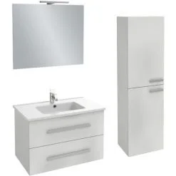 Meuble Simple Vasque JACOB DELAFON Ola Up + Colonne De Salle De Bain + Miroir Et Spots , 78,5 X 46,5 X 52, Blanc