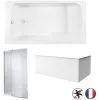 Baignoire Bain Douche JACOB DELAFON Malice Antidérapante + Tablier Angle + Pare Bain Blanc Mat, 160 X 85 - Version Gauche -JACOB DELAFON Soldes 2022 64694481 1
