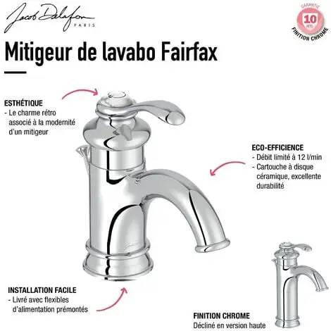 JACOB DELAFON Mitigeur Lavabo Retro Fairfax 5 JACOB DELAFON Mitigeur Lavabo Retro Fairfax – Image 5