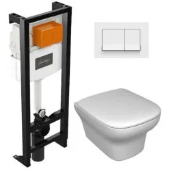 Cuvette Suspendue SANS BRIDE Vox Jacob Delafon + Bati Support Jacob Delafon, Plaque Blanche