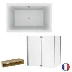 Baignoire Bain Douche JACOB DELAFON Capsule, Compacte + Pare Bain En Angle , 140 X 90