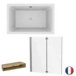 Baignoire Bain Douche JACOB DELAFON Capsule, Compacte + Pare Bain En Niche, 140 X 90