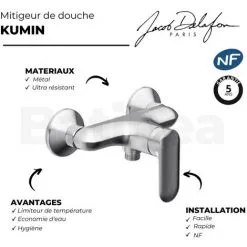 Mitigeur Douche JACOB DELAFON Kumin, Mécanique Et Mural, Chrome -JACOB DELAFON Soldes 2022 71627331 5