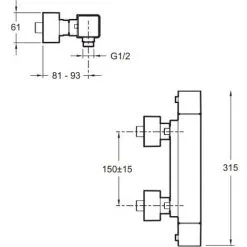 Mitigeur Douche Thermostatique Jacob Delafon Strayt Mural