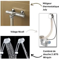 Baignoire JACOB DELAFON Corvette Avec Vidage + Mitigeur Mural Et Douchette + Pare Bain, 160 X 70 -JACOB DELAFON Soldes 2022 9743969 4