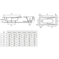 Baignoire JACOB DELAFON Corvette Avec Vidage + Mitigeur Mural Et Douchette + Pare Bain, 160 X 70 -JACOB DELAFON Soldes 2022 9743969 5